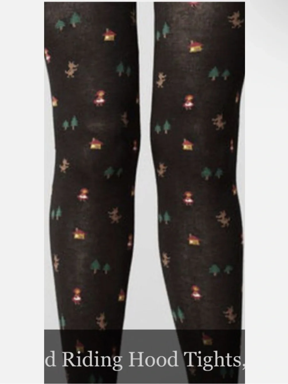 Fred Flare RARE Little Red Riding Hood Knit Tights Womens Size S/M Black Kitsch